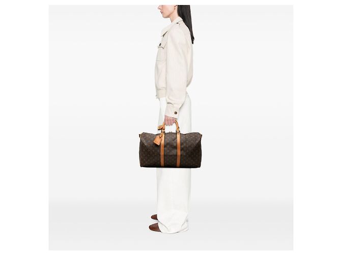 Borsa da viaggio Louis Vuitton Monogram Keepall Bandouliere 50 Marrone - vista 9