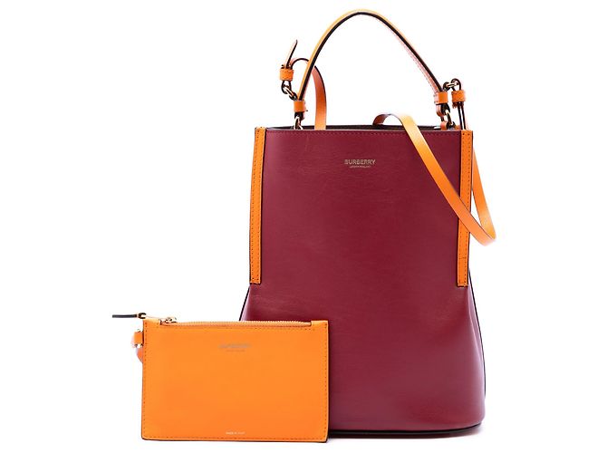 Red Burberry Small Leather Peggy Bucket Bag Satchel - view 7