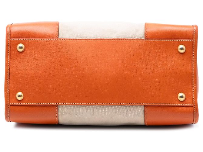 Borsa Prada Saffiano Trimmed Canvas Canapa beige - vista 3