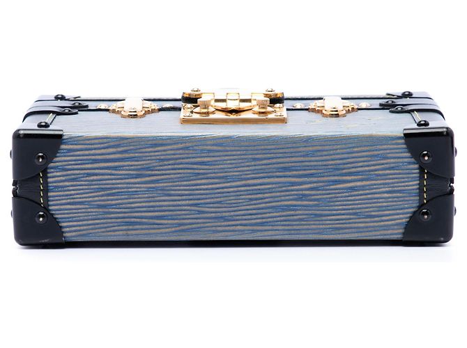 Borsa a tracolla Louis Vuitton Epi Denim Petite Malle blu - vista 3