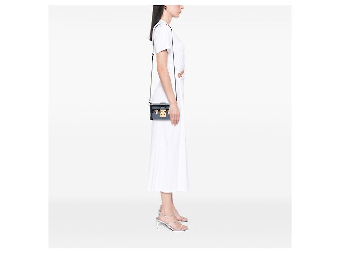 Borsa a tracolla Louis Vuitton Epi Denim Petite Malle blu - vista 6