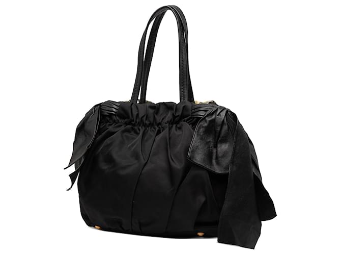Bow Borsa Prada Tessuto con stampa pitone e fiocco nera Nero - vista 2