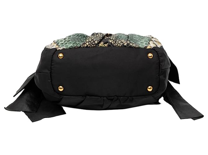 Bow Borsa Prada Tessuto con stampa pitone e fiocco nera Nero - vista 3