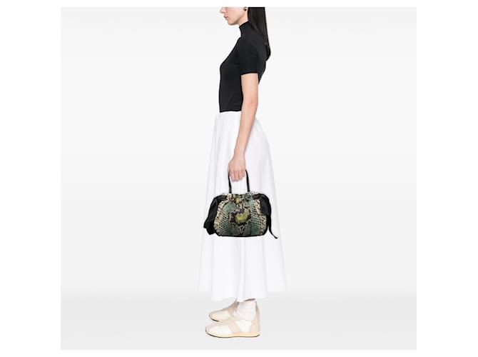 Bow Borsa Prada Tessuto con stampa pitone e fiocco nera Nero - vista 7