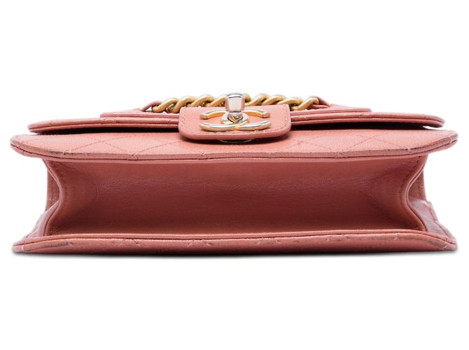 Borsa a tracolla Chanel Small Quilted Sheepskin Front Chain Flap Rosa - vista 3