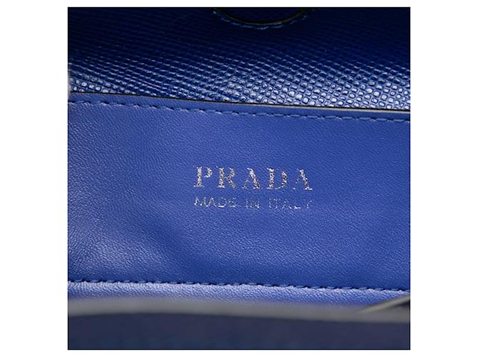 Borsa Prada Medium Saffiano Cuir con Doppio Manico Blu - vista 5