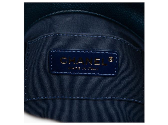 Borsa a tracolla Chanel Mini Quilted Caviar Chain Soul Flap blu - vista 5