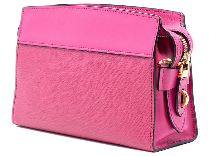 Sac bandoulière Esplanade en cuir Saffiano et cuir City de Prada, rose - vue 2