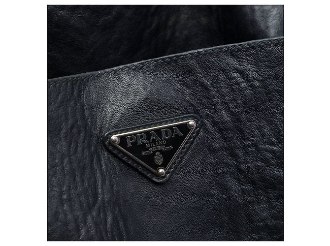 Tote in nappa stropicciata nero Prada - vista 5