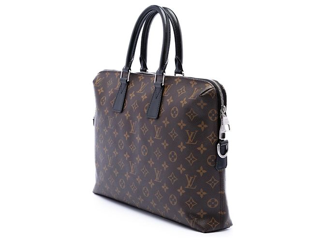 Borsa Business Louis Vuitton Monogram Macassar Porte Documents Jour Marrone - vista 2