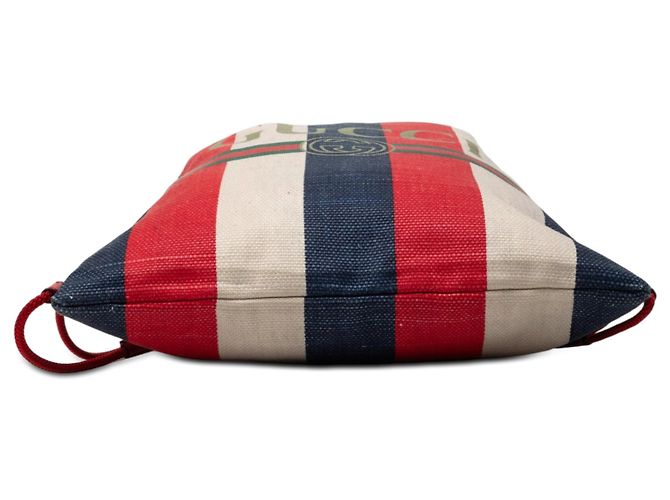 Red Gucci Canvas Sylvie Baiadera Web Drawstring Backpack - view 3
