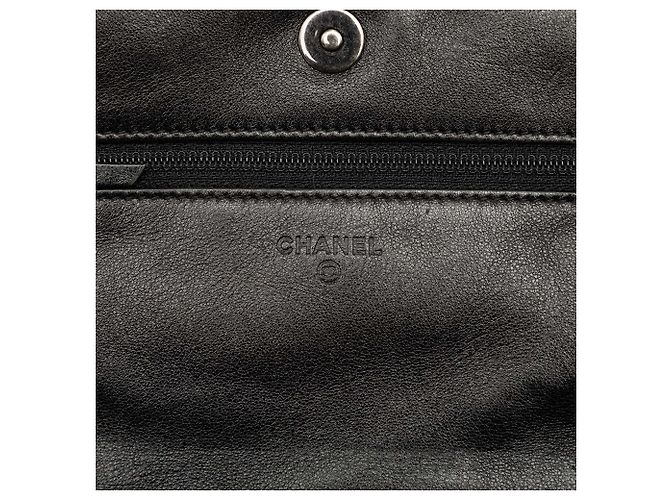 Wallet On Chain Borsa crossbody Chanel CC in agnello trapuntato nero - vista 5
