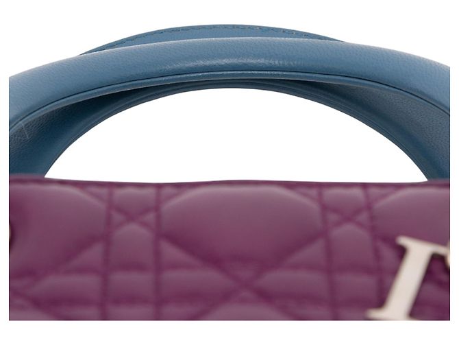 Lady Dior Satchel aus dreifarbigen Cannage-Lammleder in Lila Medium - Ansicht 10