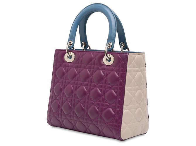 Lady Dior Satchel aus dreifarbigen Cannage-Lammleder in Lila Medium - Ansicht 2