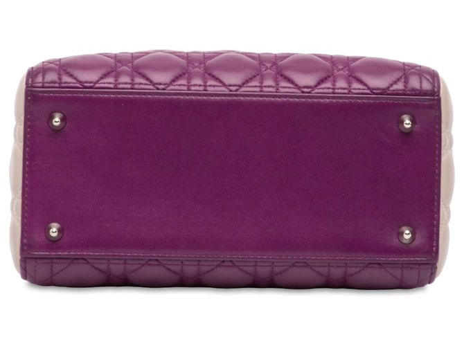 Lady Dior Satchel aus dreifarbigen Cannage-Lammleder in Lila Medium - Ansicht 3