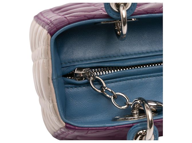 Lady Dior Satchel aus dreifarbigen Cannage-Lammleder in Lila Medium - Ansicht 7