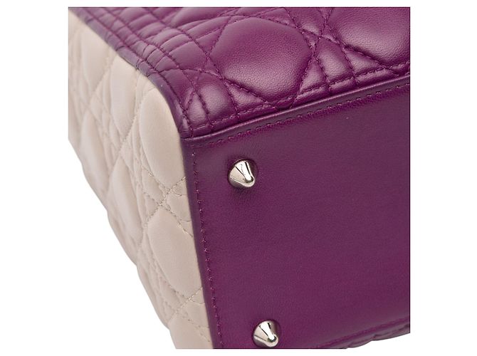 Lady Dior Satchel aus dreifarbigen Cannage-Lammleder in Lila Medium - Ansicht 8