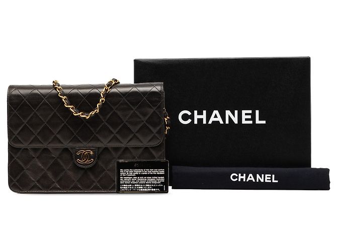 Borsa a tracolla Chanel CC Quilted Lambskin Single Flap nera Nero - vista 8