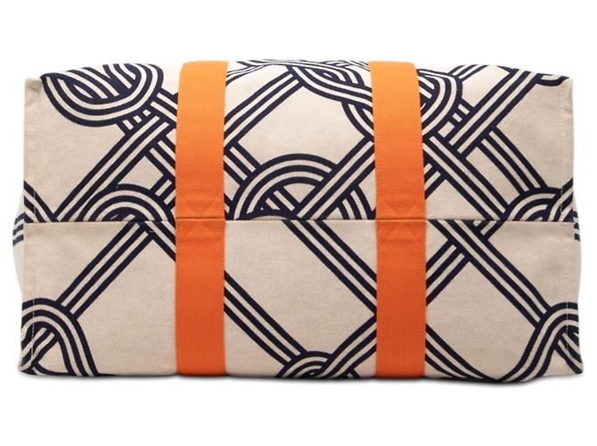 Tote da spiaggia Hermès Toile Noeuds Marins Beige - vista 3