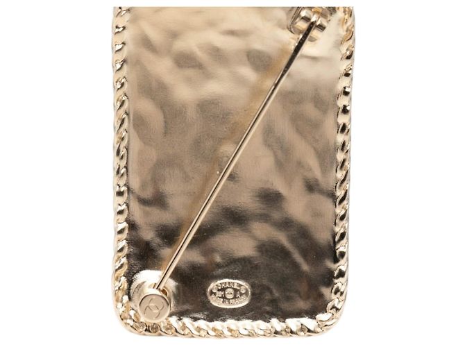 Spilla Chanel CC placcata in oro con logo di cristallo e corona D'oro - vista 3