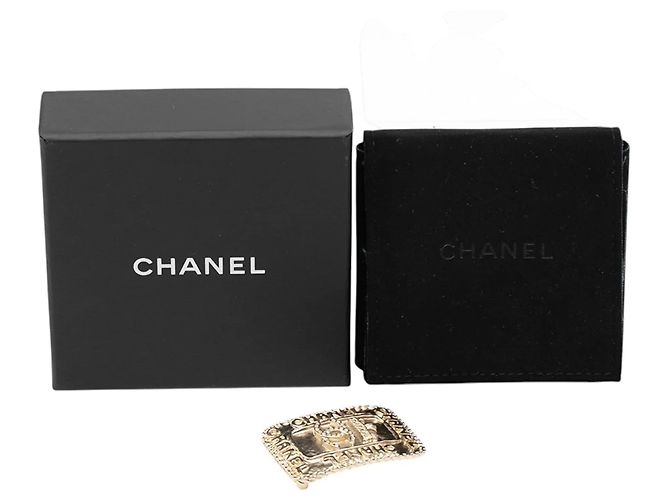 Spilla Chanel CC placcata in oro con logo di cristallo e corona D'oro - vista 4