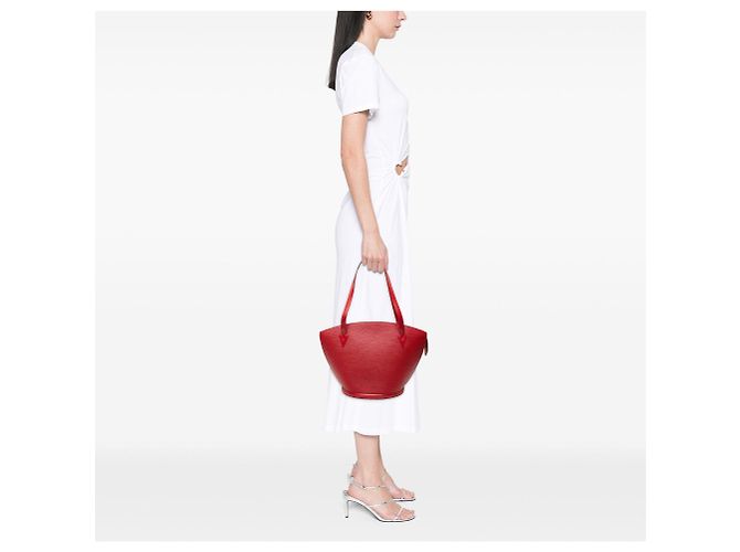 Borsa a tracolla Louis Vuitton Epi Saint Jacques GM con tracolla lunga rossa Rosso - vista 7