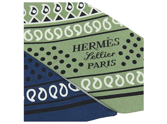 Sciarpa Twilly in seta Hermès Eperon d Or blu Bandana - vista 8