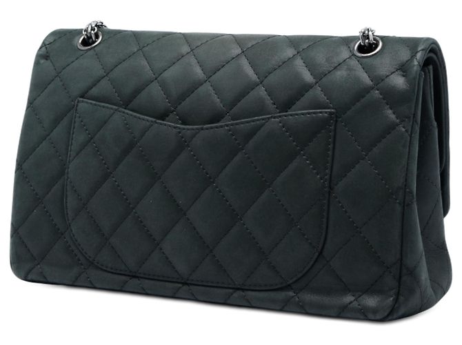 Borsa a Spalla Chanel Quilted Iridescent Lambskin Reissue 2.55 Bijoux Chain Double Flap 227 Nero - vista 2