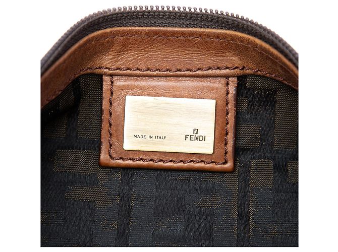 Borsa a tracolla piatta Fendi Zucca Canvas FF marrone - vista 5