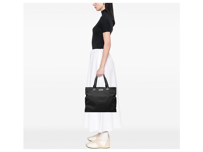 Tote in nylon GG Web nero Gucci - vista 7