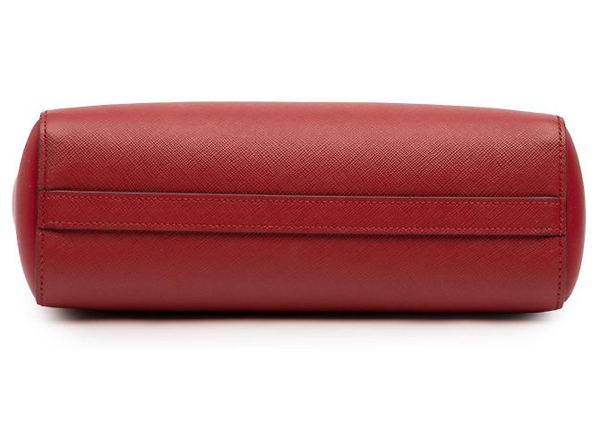 Borsa Tote Convertible Prada Soft Calf Trimmed Saffiano Lux Zip rossa Rosso - vista 3