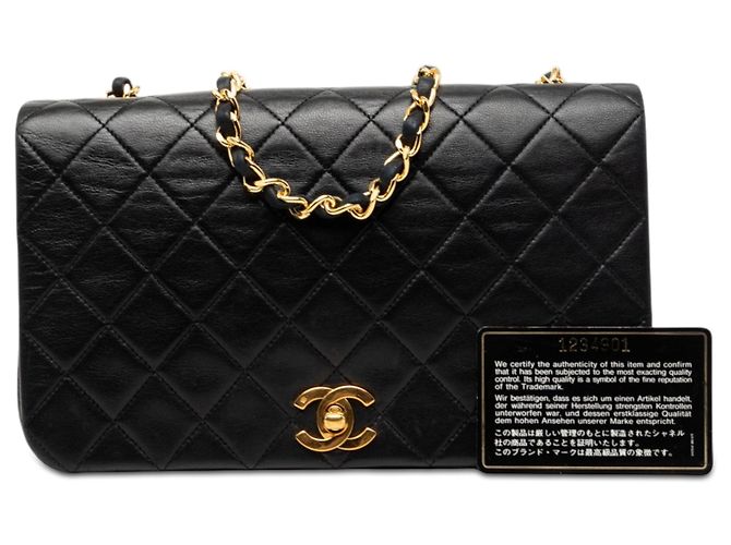 Borsa a tracolla Chanel Medium Quilted Lambskin Full Flap nera Nero - vista 7