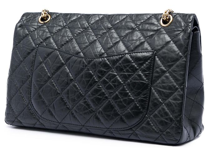 Borsa a tracolla Chanel Reissue 2.55 Double Flap 227 in pelle di vitello invecchiata trapuntata nera Nero - vista 2