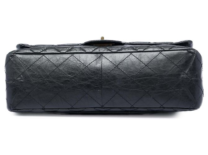 Borsa a tracolla Chanel Reissue 2.55 Double Flap 227 in pelle di vitello invecchiata trapuntata nera Nero - vista 3