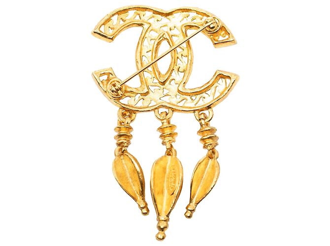 Broche de filigrana chapado en oro Chanel CC Gold Dorado - vista 2