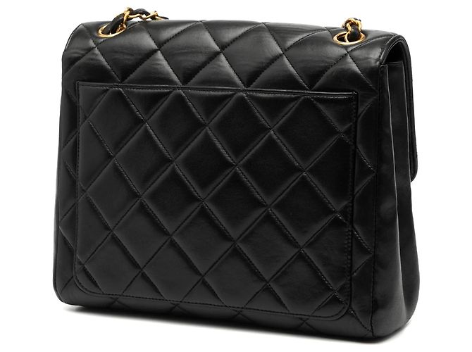 Borsa a tracolla Chanel Small Square in agnello nero con patta dritta a flap singolo - vista 2