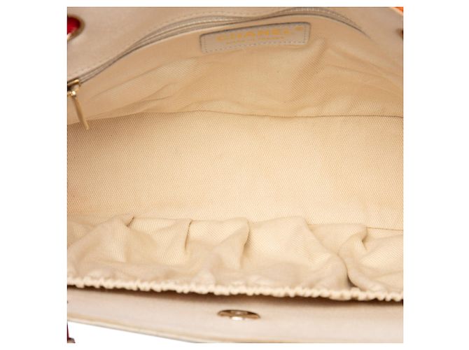 Borsa a tracolla Chanel CC in tela trapuntata stampata e paillettes beige Arc De Triomphe - vista 4