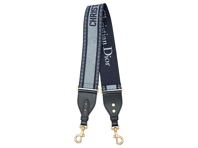 Tracolla per borsa in tela ricamata blu Dior - vista 3