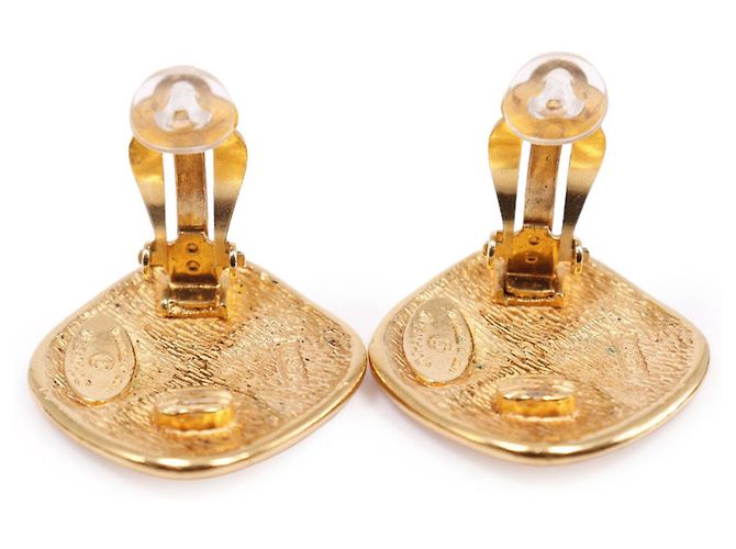 Orecchini a clip Chanel CC placcati in oro e diamanti D'oro - vista 4
