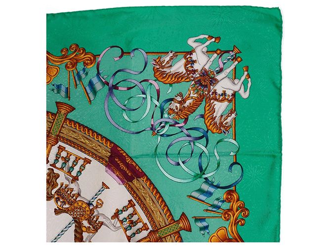 Sciarpa in seta Hermès Luna Park Green 90 Scarves Verde - vista 5
