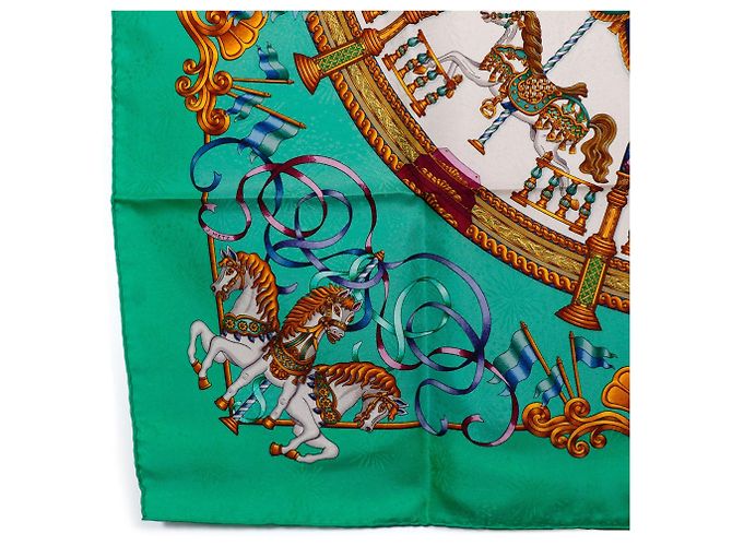 Sciarpa in seta Hermès Luna Park Green 90 Scarves Verde - vista 6