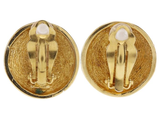 Orecchini a cerchio Chanel CC trapuntati placcati oro D'oro - vista 2