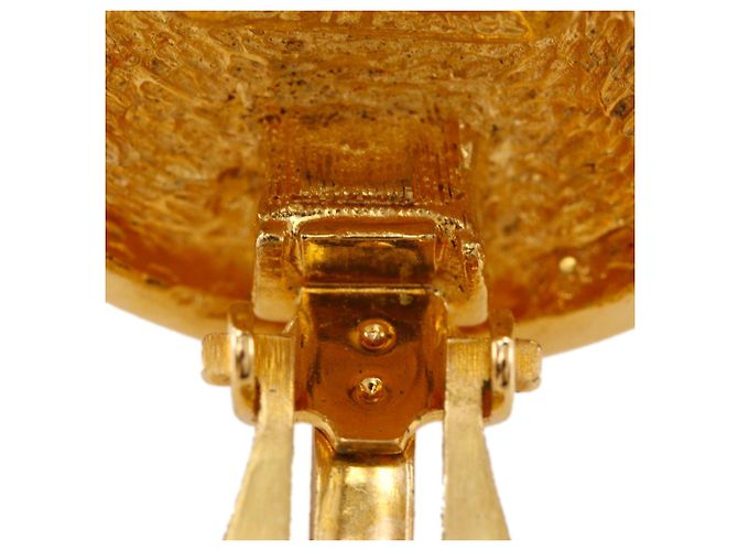 Orecchini a cerchio Chanel CC trapuntati placcati oro D'oro - vista 7