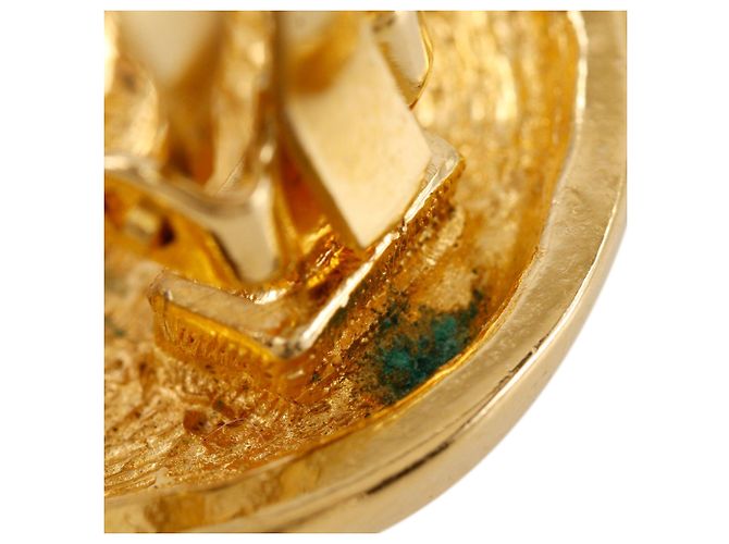Orecchini a cerchio Chanel CC trapuntati placcati oro D'oro - vista 8