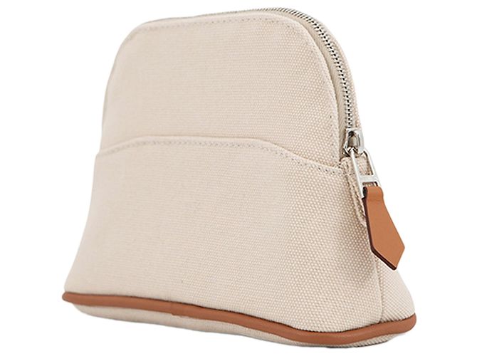 Pochette Mini Bolide Hermès in canvas marrone - vista 2