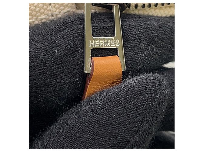 Pochette Mini Bolide Hermès in canvas marrone - vista 6