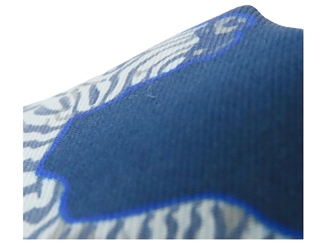 Blauer Hermès Les Zebres Seidentuch Twilly - Ansicht 7