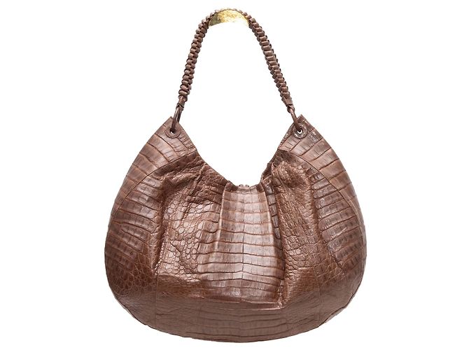 Borsa Hobo in coccodrillo marrone Nancy Gonzalez - vista 3