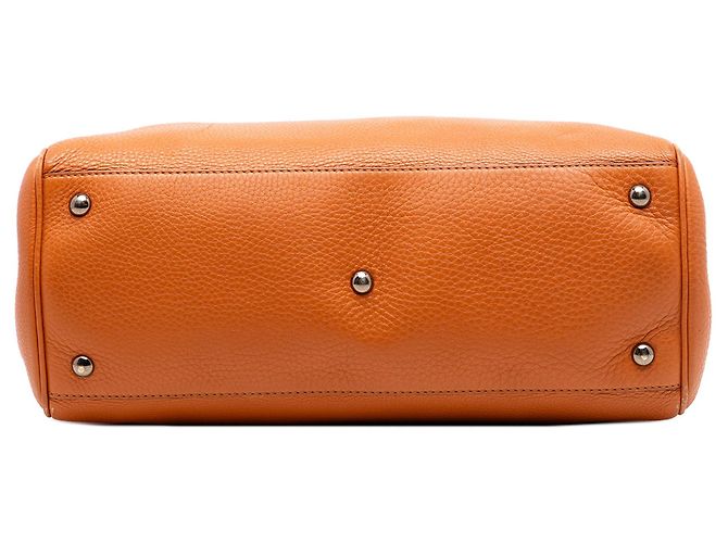 Orange Gucci Medium Calfskin Bamboo Shopper Satchel - view 3