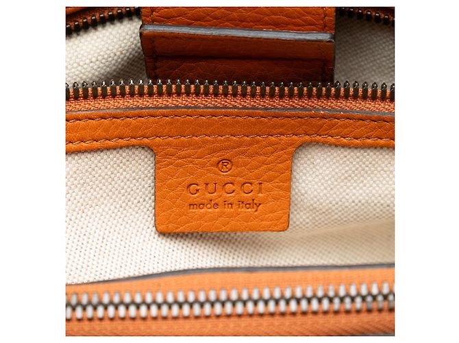 Orange Gucci Medium Calfskin Bamboo Shopper Satchel - view 5